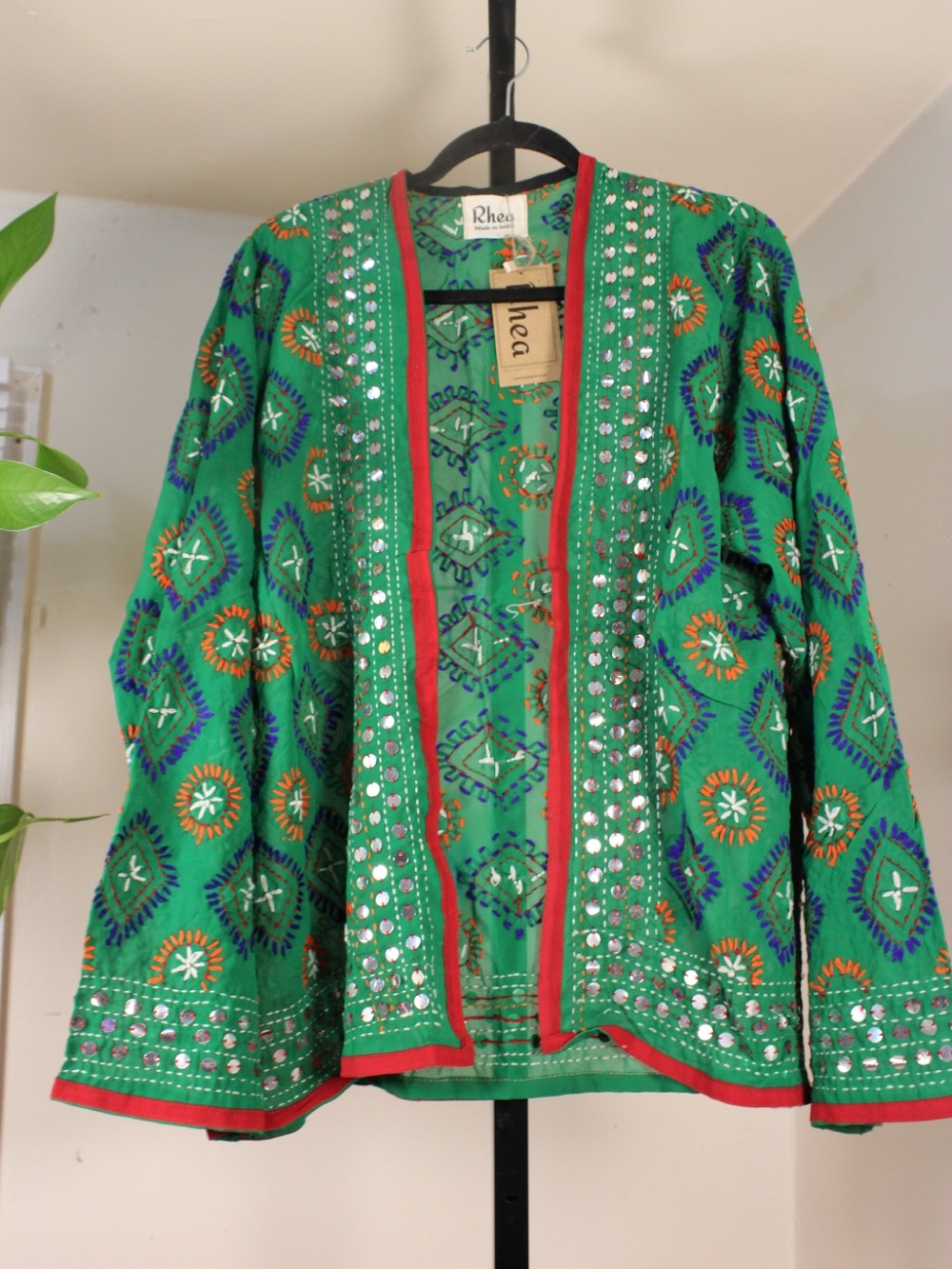 Handmade Kantha Mirror Work India Jacket Boho Festival Kimono 1 Left